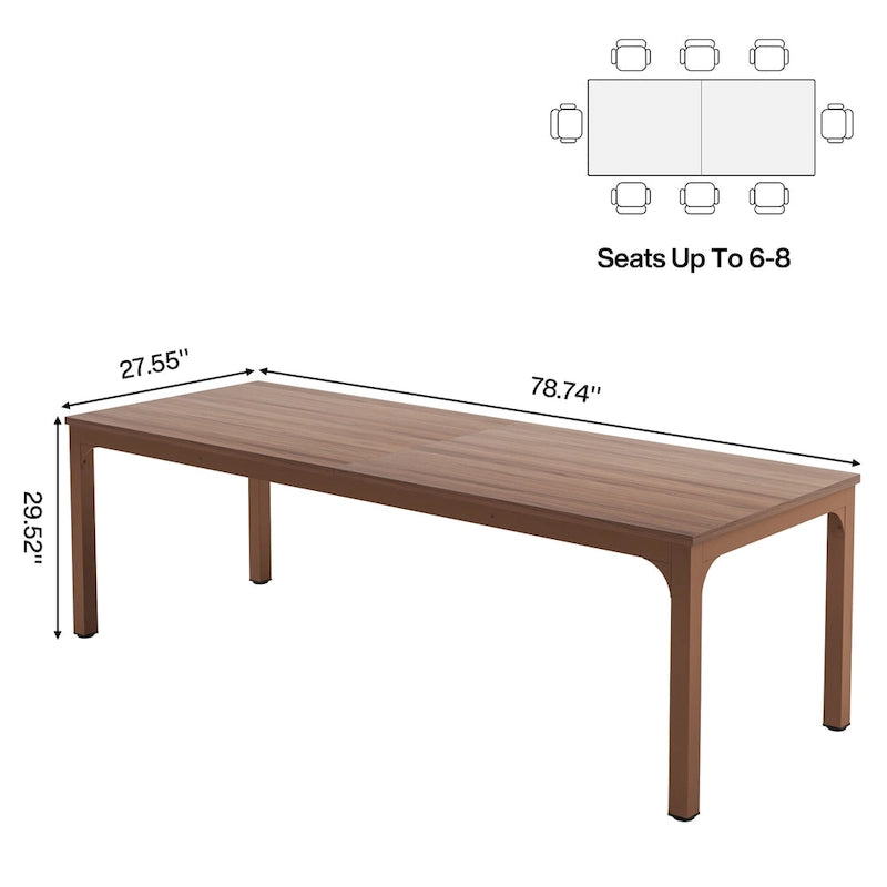 Bureau d'ordinateur extra long de 200 cm pour 2 personnes avec pieds en métal — Bureau et chambre à coucher