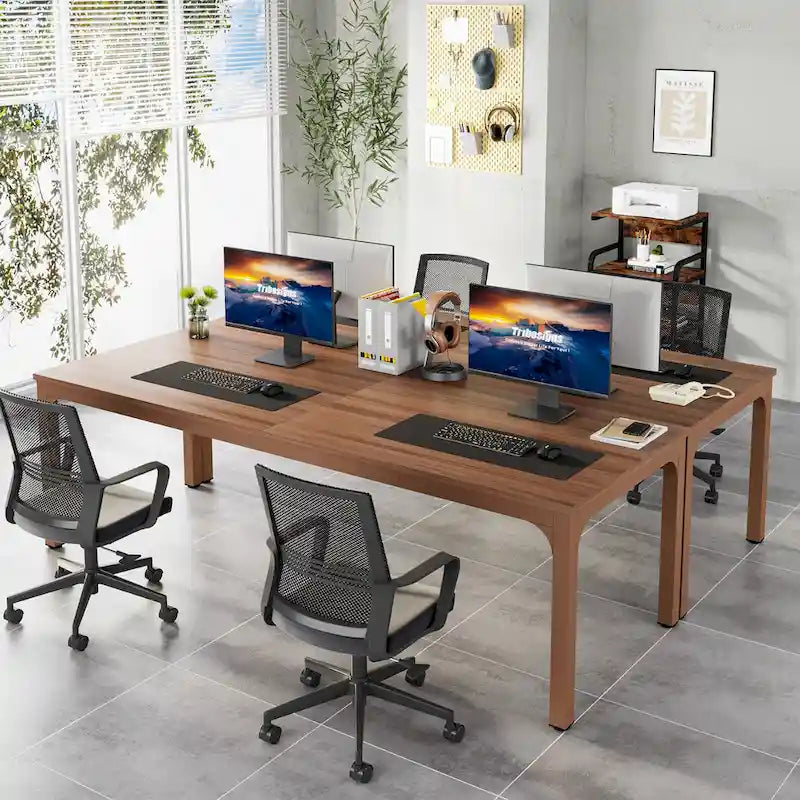 Bureau d'ordinateur extra long de 200 cm pour 2 personnes avec pieds en métal — Bureau et chambre à coucher