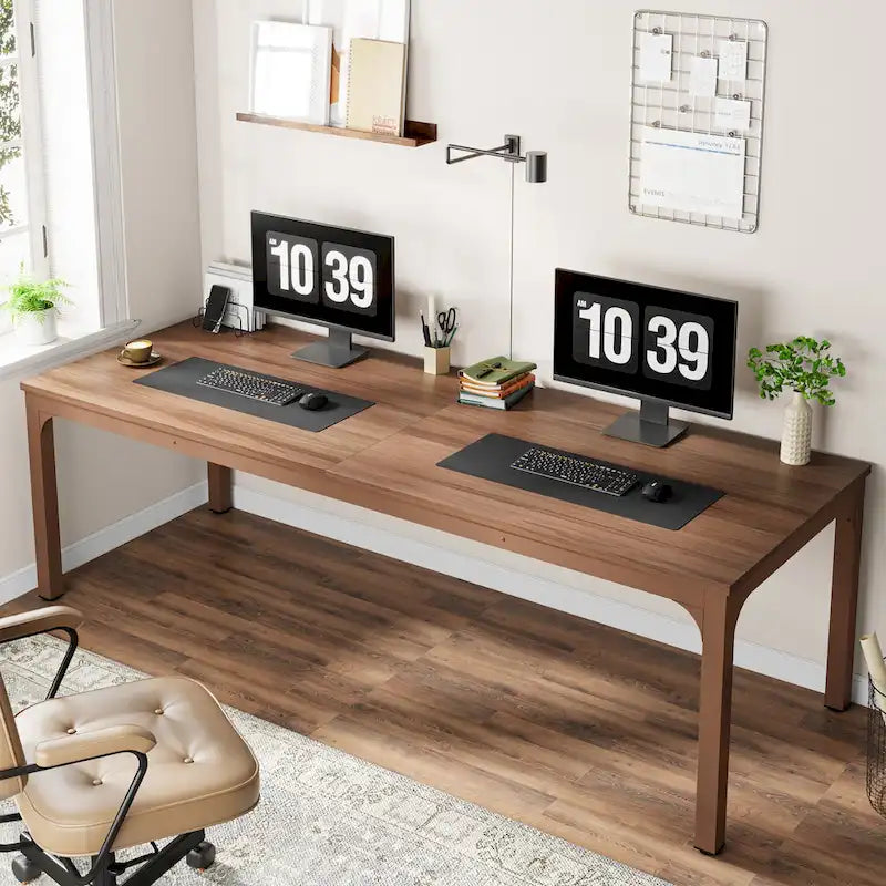 Bureau d'ordinateur extra long de 200 cm pour 2 personnes avec pieds en métal — Bureau et chambre à coucher