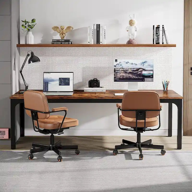 Bureau d'ordinateur extra long de 200 cm pour 2 personnes avec pieds en métal — Bureau et chambre à coucher