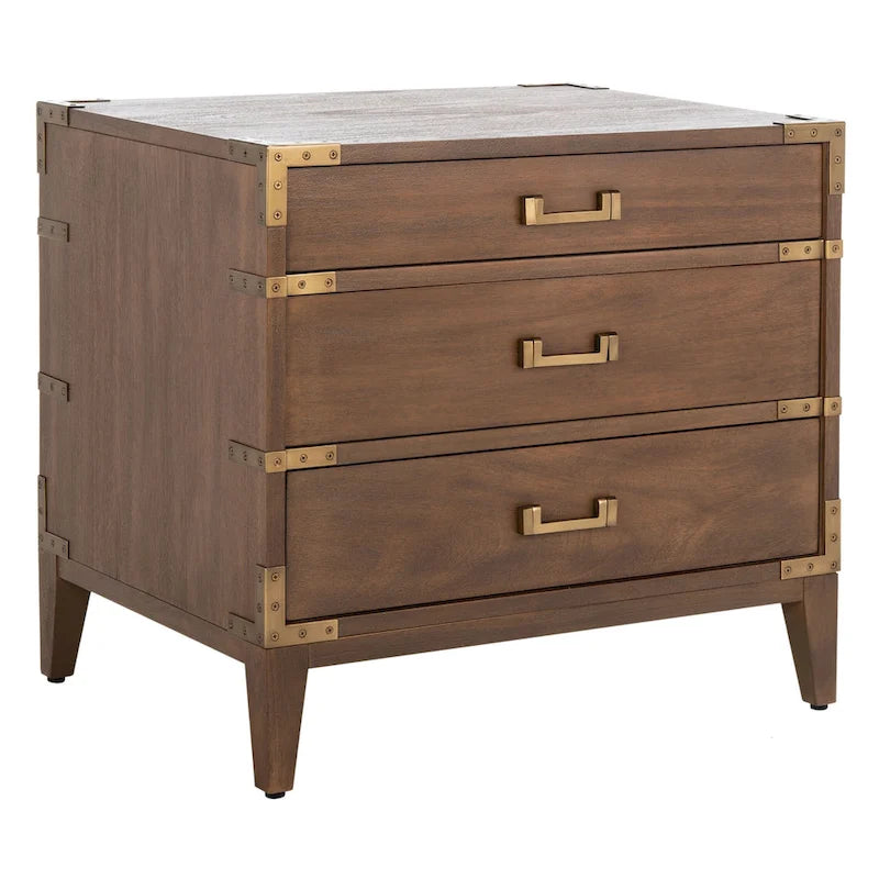 Table de chevet en bois à 3 tiroirs — Élégante table d'appoint pour chambre à coucher