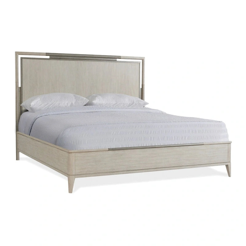 Lit en bois massif Champagne avec tables de chevet — Mobilier de chambre complet