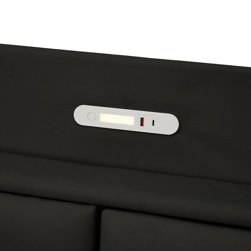 Cadre de lit Queen avec tiroirs de rangement, lumière tactile et port USB