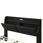 Cadre de lit Queen avec tiroirs de rangement, lumière tactile et port USB