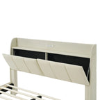 Cadre de lit Queen avec tiroirs de rangement, lumière tactile et port USB