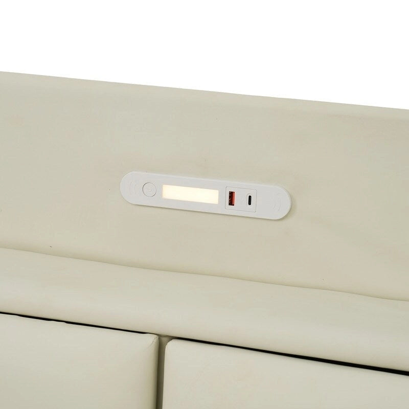 Cadre de lit Queen avec tiroirs de rangement, lumière tactile et port USB
