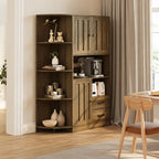 Meuble de rangement de cuisine de ferme avec portes et étagères ouvertes, buffet avec étagères pour micro-ondes et tiroirs