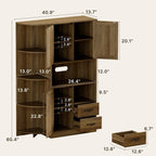 Meuble de rangement de cuisine de ferme avec portes et étagères ouvertes, buffet avec étagères pour micro-ondes et tiroirs