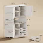 Meuble de rangement de cuisine de ferme avec portes et étagères ouvertes, buffet avec étagères pour micro-ondes et tiroirs