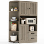 Meuble de rangement de cuisine de ferme avec portes et étagères ouvertes, buffet avec étagères pour micro-ondes et tiroirs
