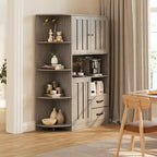 Meuble de rangement de cuisine de ferme avec portes et étagères ouvertes, buffet avec étagères pour micro-ondes et tiroirs