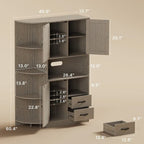 Meuble de rangement de cuisine de ferme avec portes et étagères ouvertes, buffet avec étagères pour micro-ondes et tiroirs