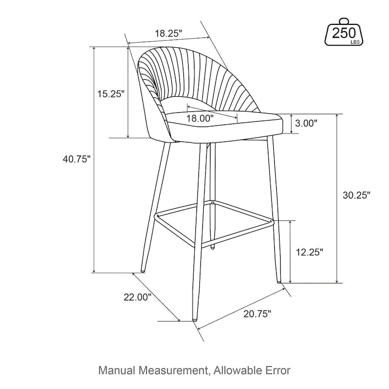 Tabourets de bar modernes en similicuir matelassé avec pieds effilés — Disponibles par 4 ou par 6