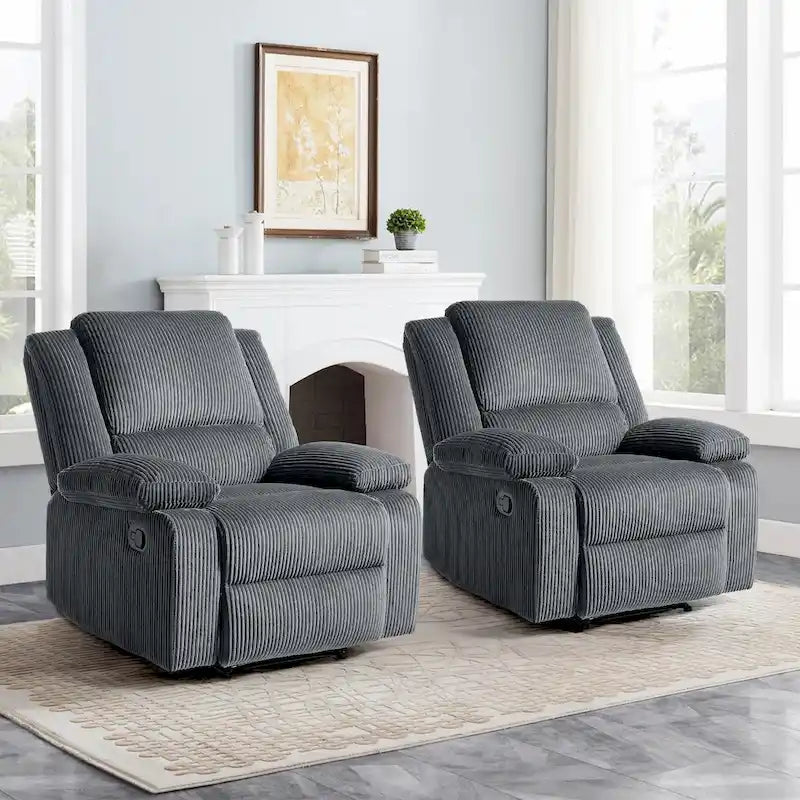 Fauteuil inclinable manuel rembourré moderne avec mécanisme à poussée – Chaise longue de salon