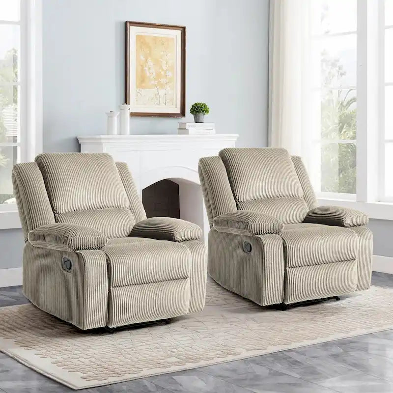 Fauteuil inclinable manuel rembourré moderne avec mécanisme à poussée – Chaise longue de salon