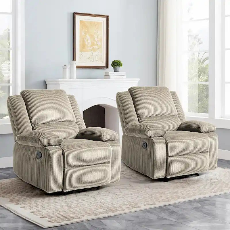 Fauteuil inclinable manuel rembourré moderne avec mécanisme à poussée – Chaise longue de salon
