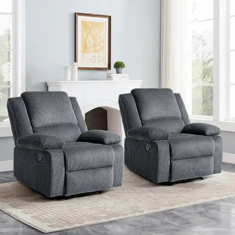 Fauteuil inclinable manuel rembourré moderne avec mécanisme à poussée – Chaise longue de salon
