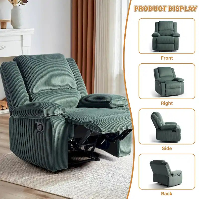 Fauteuil inclinable manuel rembourré moderne avec mécanisme à poussée – Chaise longue de salon