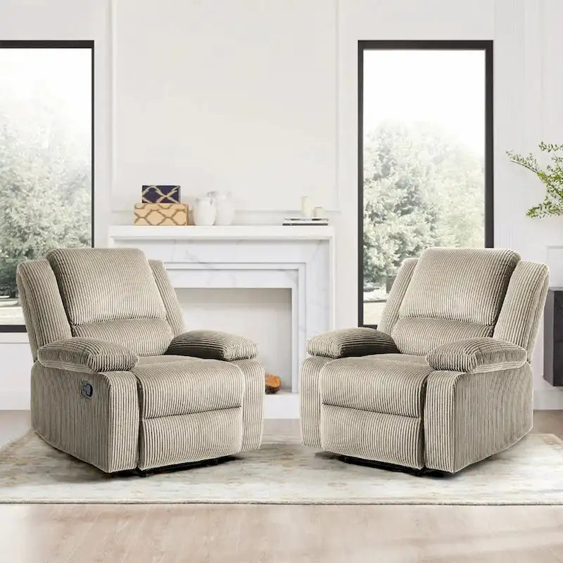Fauteuil inclinable manuel rembourré moderne avec mécanisme à poussée – Chaise longue de salon