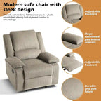 Fauteuil inclinable manuel rembourré moderne avec mécanisme à poussée – Chaise longue de salon