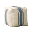 Pouf carré en toile rayée — Repose-pieds polyvalent et siège d'appoint