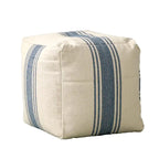 Pouf carré en toile rayée — Repose-pieds polyvalent et siège d'appoint