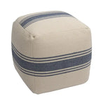 Pouf carré en toile rayée — Repose-pieds polyvalent et siège d'appoint