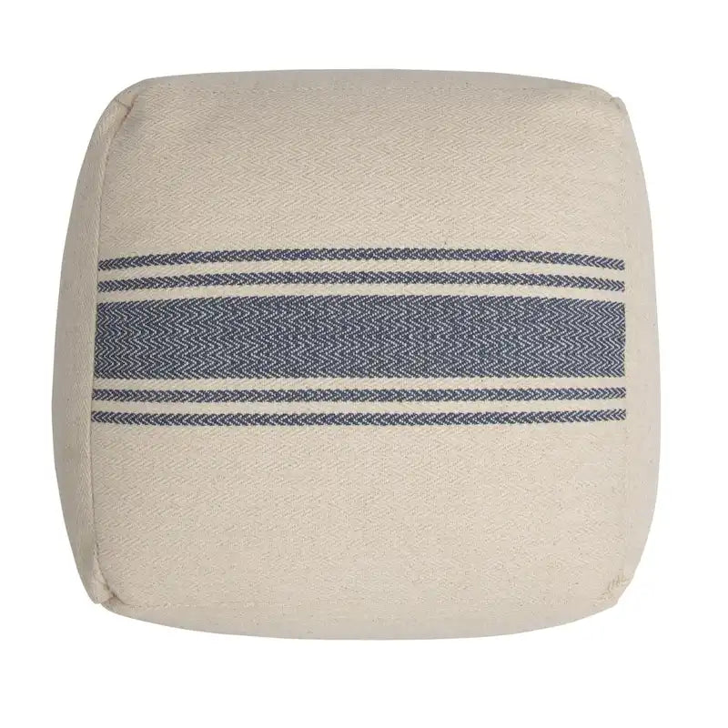 Pouf carré en toile rayée — Repose-pieds polyvalent et siège d'appoint