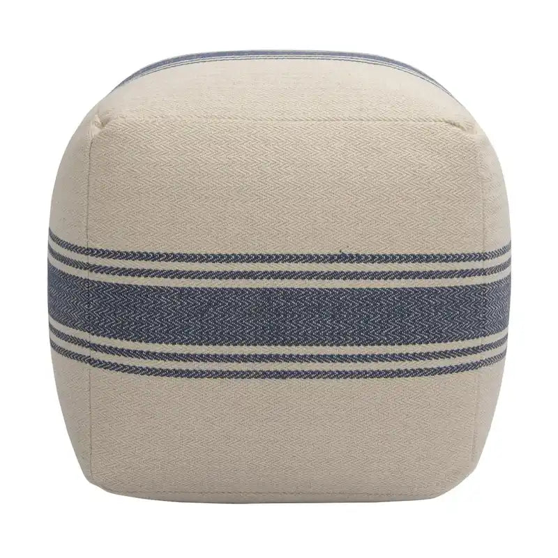 Pouf carré en toile rayée — Repose-pieds polyvalent et siège d'appoint