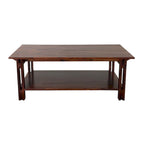 Table basse architecturale en bois d'acacia avec étagère inférieure — Pièce maîtresse de salon