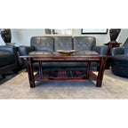 Table basse architecturale en bois d'acacia avec étagère inférieure — Pièce maîtresse de salon