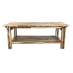 Table basse architecturale en bois d'acacia avec étagère inférieure — Pièce maîtresse de salon