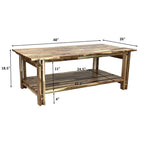 Table basse architecturale en bois d'acacia avec étagère inférieure — Pièce maîtresse de salon