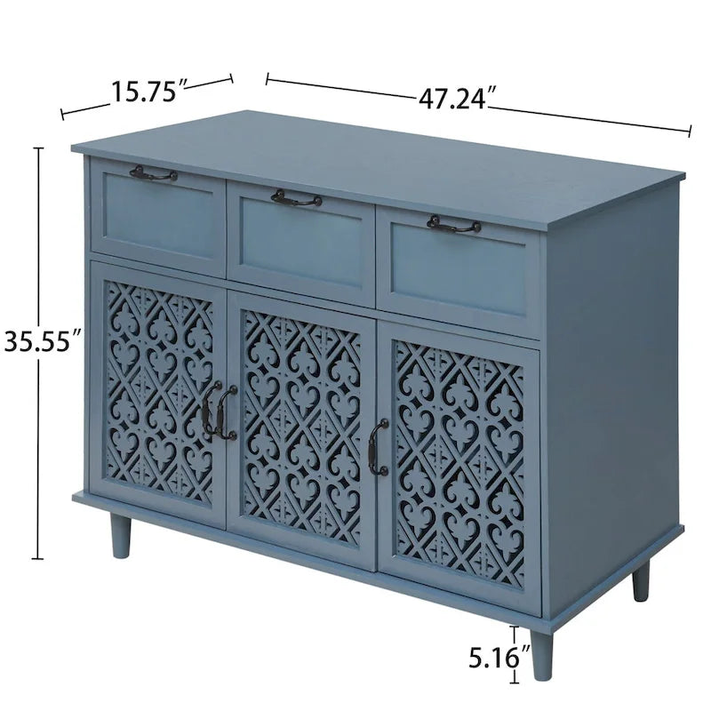 Meuble de rangement à 3 portes et 3 tiroirs — Meuble polyvalent pour chambre, salon et bureau