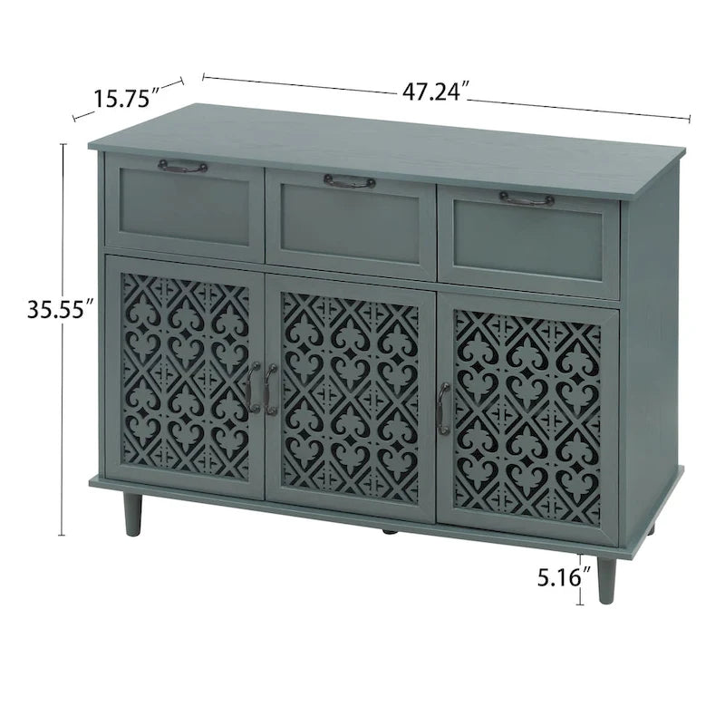 Meuble de rangement à 3 portes et 3 tiroirs — Meuble polyvalent pour chambre, salon et bureau