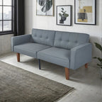 Canapé-lit convertible — Causeuse de couchage en tissu réglable, fauteuil inclinable et lit de jour avec 2 oreillers