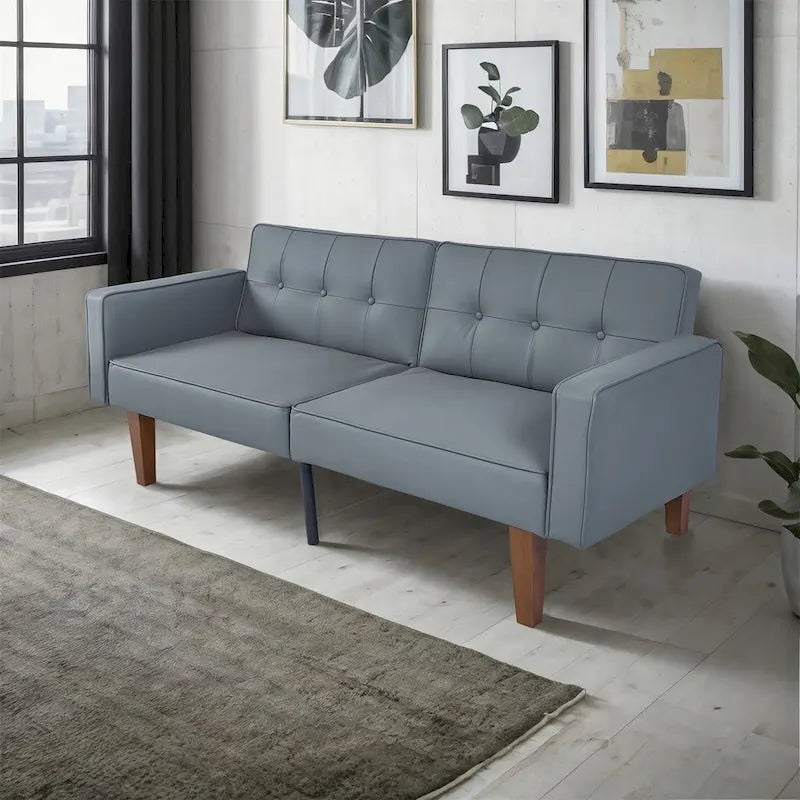 Canapé-lit convertible — Causeuse de couchage en tissu réglable, fauteuil inclinable et lit de jour avec 2 oreillers