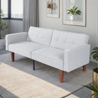 Canapé-lit convertible — Causeuse de couchage en tissu réglable, fauteuil inclinable et lit de jour avec 2 oreillers