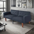 Canapé-lit convertible — Causeuse de couchage en tissu réglable, fauteuil inclinable et lit de jour avec 2 oreillers