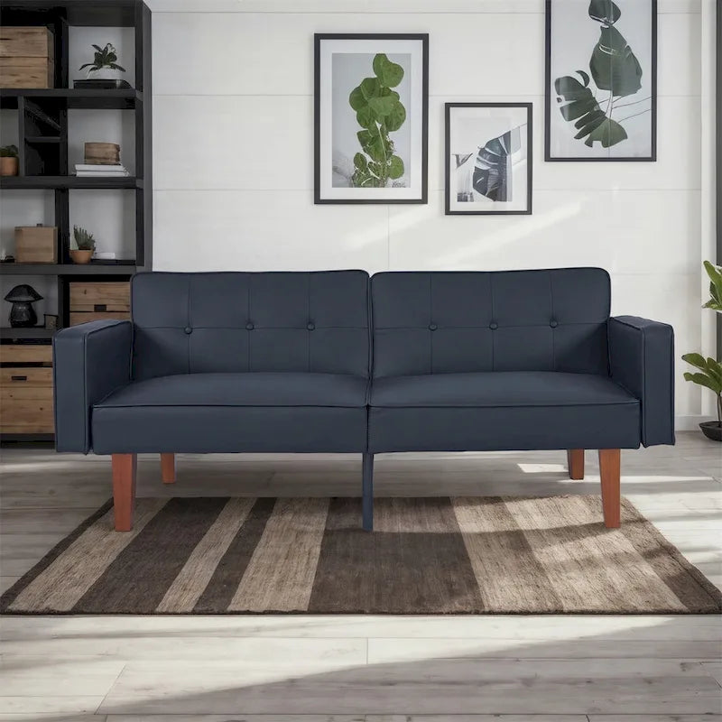 Canapé-lit convertible — Causeuse de couchage en tissu réglable, fauteuil inclinable et lit de jour avec 2 oreillers