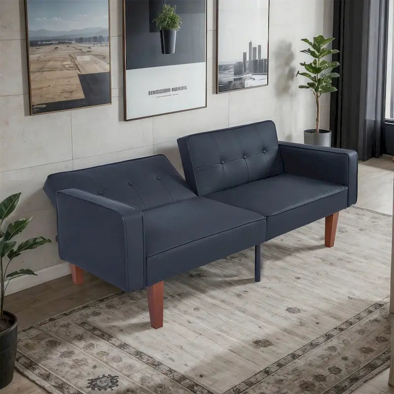 Canapé-lit convertible — Causeuse de couchage en tissu réglable, fauteuil inclinable et lit de jour avec 2 oreillers