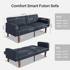 Canapé-lit convertible — Causeuse de couchage en tissu réglable, fauteuil inclinable et lit de jour avec 2 oreillers