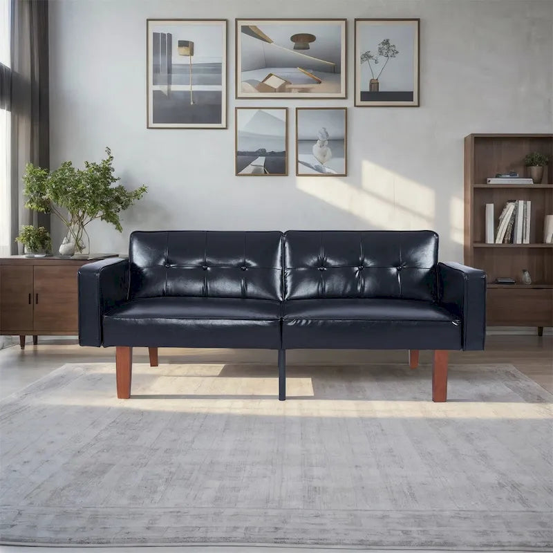 Canapé-lit convertible — Causeuse de couchage en tissu réglable, fauteuil inclinable et lit de jour avec 2 oreillers