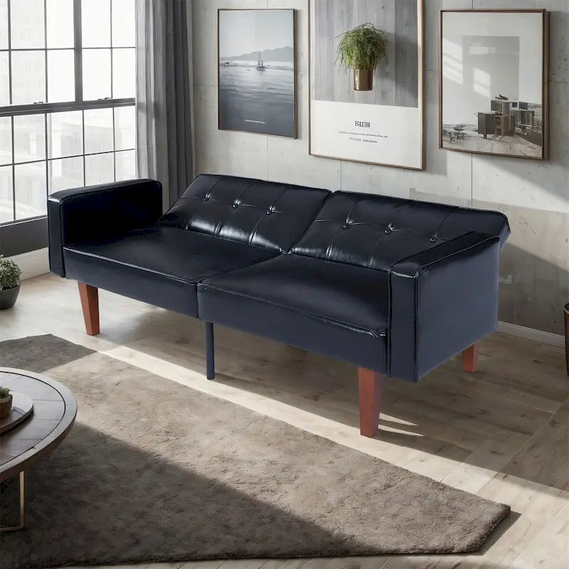 Canapé-lit convertible — Causeuse de couchage en tissu réglable, fauteuil inclinable et lit de jour avec 2 oreillers