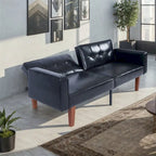 Canapé-lit convertible — Causeuse de couchage en tissu réglable, fauteuil inclinable et lit de jour avec 2 oreillers