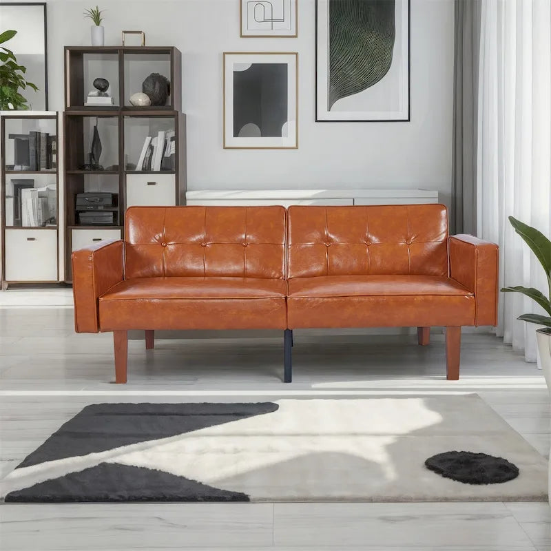 Canapé-lit convertible — Causeuse de couchage en tissu réglable, fauteuil inclinable et lit de jour avec 2 oreillers