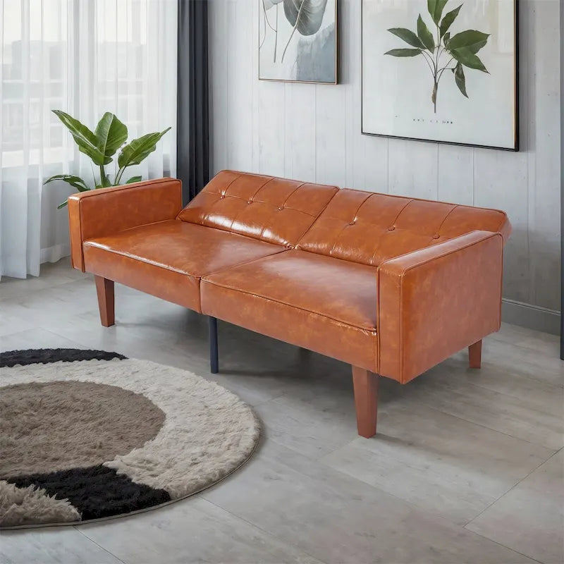 Canapé-lit convertible — Causeuse de couchage en tissu réglable, fauteuil inclinable et lit de jour avec 2 oreillers