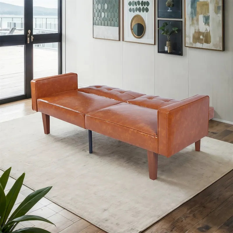 Canapé-lit convertible — Causeuse de couchage en tissu réglable, fauteuil inclinable et lit de jour avec 2 oreillers
