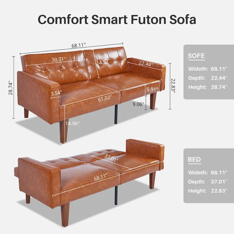 Canapé-lit convertible — Causeuse de couchage en tissu réglable, fauteuil inclinable et lit de jour avec 2 oreillers