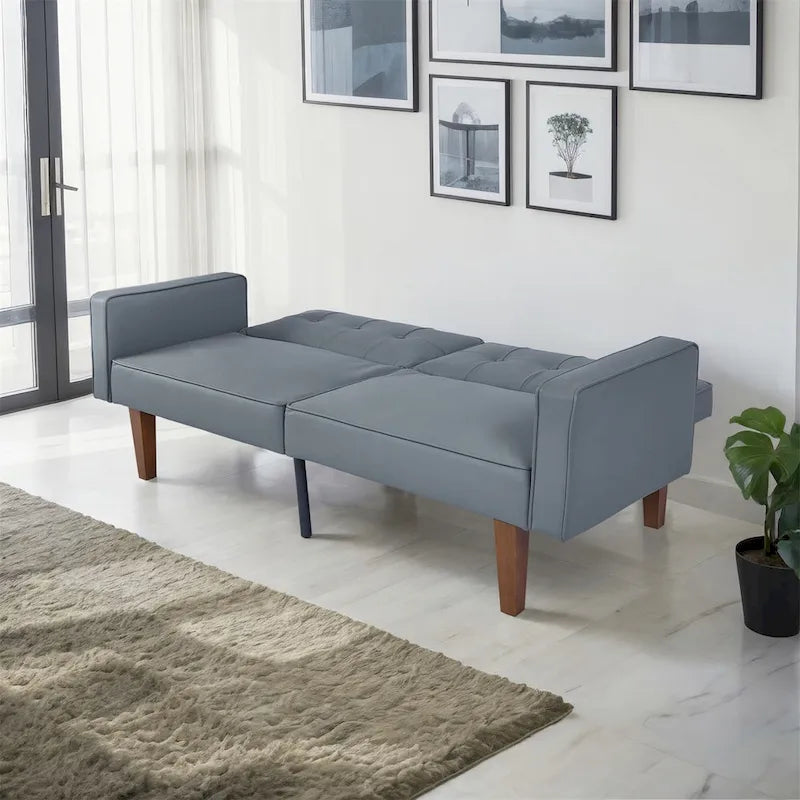 Canapé-lit convertible — Causeuse de couchage en tissu réglable, fauteuil inclinable et lit de jour avec 2 oreillers